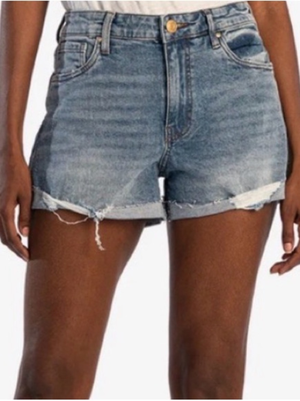Kut From the Kloth Distressed Jane High Rise Denim Shorts 4